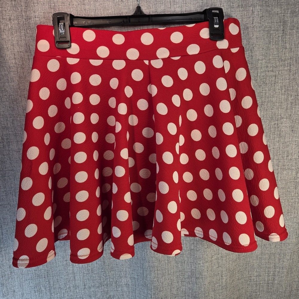 Urban CoCo Women's Red Polkadot‎ Skater Mini Flared Skirt Casual Large Pin Up